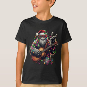 Santa Bigfoot Christmas Rock and Roll Geloof Spele T-shirt