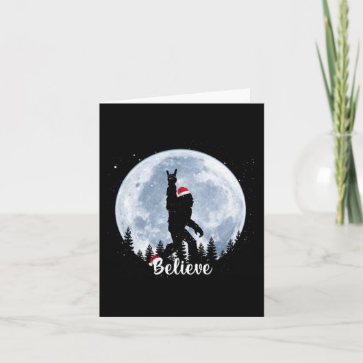 Santa Bigfoot Christmas Rock Roll Sasquatch Believ Kaart (Voorkant)