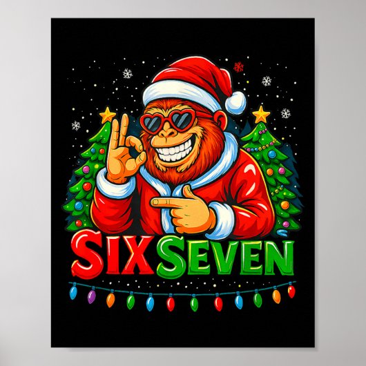 Santa Bigfoot Christmas Sasquatch 67 Funny Meme Si Poster (Voorkant)