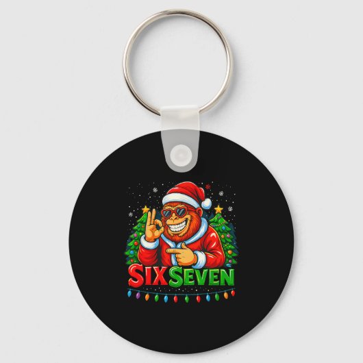 Santa Bigfoot Christmas Sasquatch 67 Funny Meme Si Sleutelhanger (Voorkant)