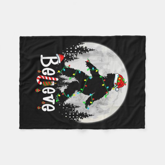 Santa Bigfoot Christmas Sasquatch Believe Xmas Men Fleece Deken (Voorkant (Horizontaal))
