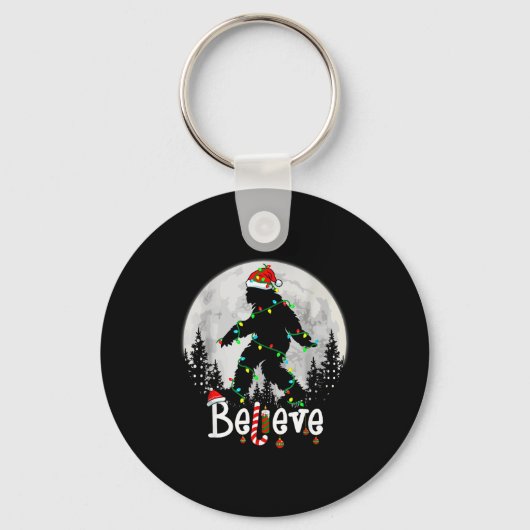 Santa Bigfoot Christmas Sasquatch Believe Xmas Men Sleutelhanger (Voorkant)