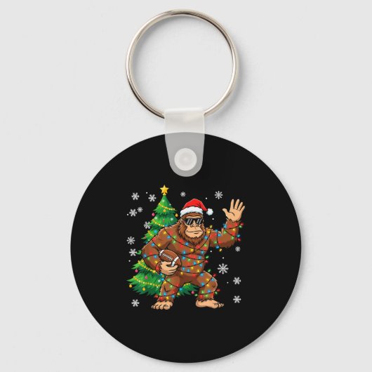 Santa Bigfoot Christmas Tree Funny Football Sasqua Sleutelhanger (Voorkant)