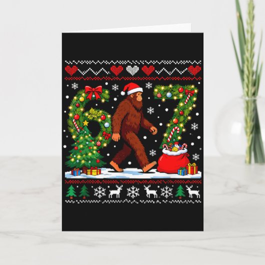 Santa Bigfoot Christmas Tree Funny Sasquatch 67 Kaart (Voorkant)