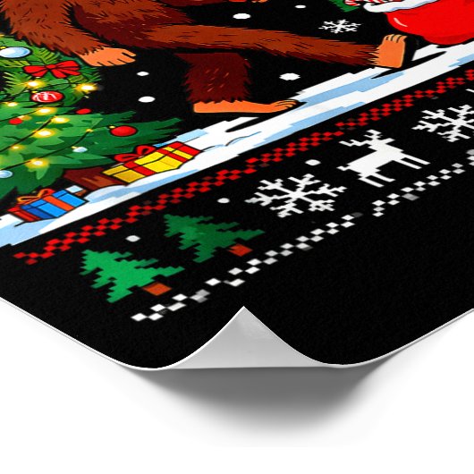 Santa Bigfoot Christmas Tree Funny Sasquatch 67  Poster (Hoek)