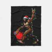 Santa Bigfoot Christmas Tree Lights Rock Funny Sas Fleece Deken (Voorkant)