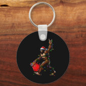 Santa Bigfoot Christmas Tree Lights Rock Funny Sas Sleutelhanger (Voorkant)