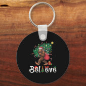 Santa Bigfoot Christmas Tree Lights Sasquatch Beli Sleutelhanger (Voorkant)