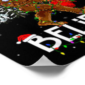 Santa Bigfoot Christmas Tree Lights Xmas Boys Men  Poster (Hoek)