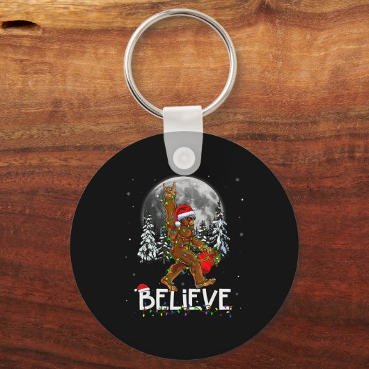 Santa Bigfoot Christmas Tree Lights Xmas Boys Men  Sleutelhanger (Voorkant)
