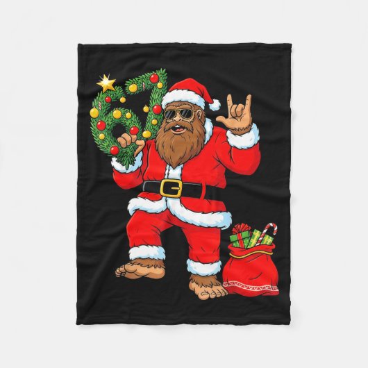 Santa Bigfoot Christmas Tree Sasquatch 67 Six Seve Fleece Deken (Voorkant)