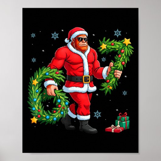 Santa Bigfoot Christmas Tree Sasquatch 67 Six Seve Poster (Voorkant)