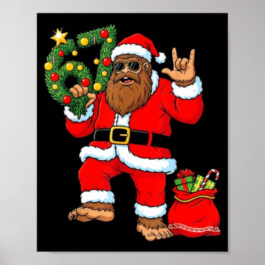 Santa Bigfoot Christmas Tree Sasquatch 67 Six Seve Poster (Voorkant)