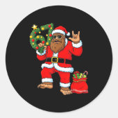 Santa Bigfoot Christmas Tree Sasquatch 67 Six Seve Ronde Sticker (Voorkant)
