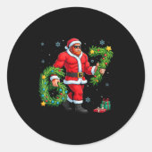 Santa Bigfoot Christmas Tree Sasquatch 67 Six Seve Ronde Sticker (Voorkant)
