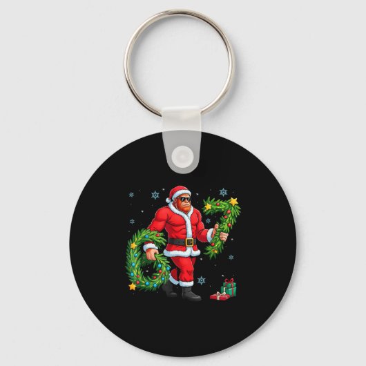 Santa Bigfoot Christmas Tree Sasquatch 67 Six Seve Sleutelhanger (Voorkant)