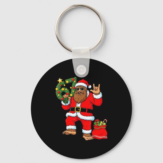 Santa Bigfoot Christmas Tree Sasquatch 67 Six Seve Sleutelhanger (Voorkant)