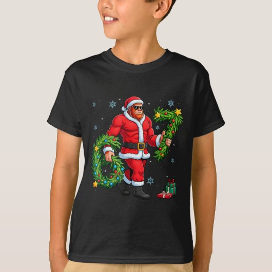 Santa Bigfoot Christmas Tree Sasquatch 67 Six Seve T-shirt (Voorkant)
