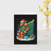 Santa Bigfoot Christmas Tree Sasquatch Xmas Lights Kaart (Gele Bloem)