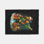 Santa Bigfoot Christmas Tree Turkey Reindeer Thank Fleece Deken (Voorkant (Horizontaal))