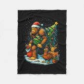 Santa Bigfoot Christmas Tree Turkey Reindeer Thank Fleece Deken (Voorkant)