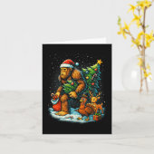 Santa Bigfoot Christmas Tree Turkey Reindeer Thank Kaart (Gele Bloem)