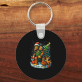 Santa Bigfoot Christmas Tree Turkey Reindeer Thank Sleutelhanger (Voorkant)
