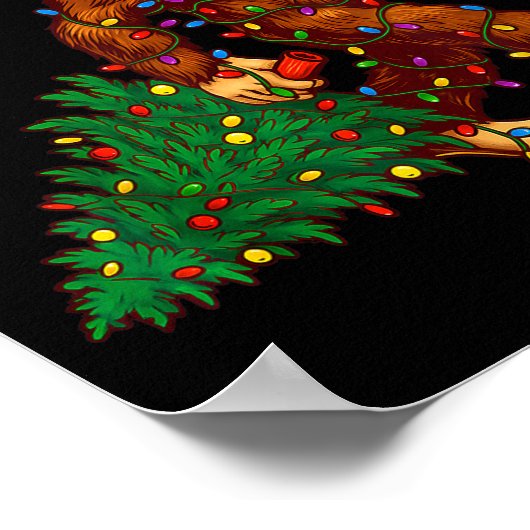 Santa Bigfoot Christmas Tree Xmas Funny Christmas  Poster (Hoek)