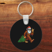 Santa Bigfoot Christmas Tree Xmas Funny Christmas Sleutelhanger (Voorkant)