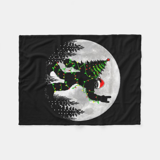 Santa Bigfoot Christmas Tree Xmas Lights Funny Sas Fleece Deken (Voorkant (Horizontaal))