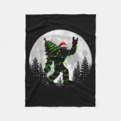 Santa Bigfoot Christmas Tree Xmas Lights Funny Sas Fleece Deken (Voorkant)