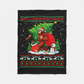 Santa Bigfoot Christmas Tree Xmas Lights Funny Sas Fleece Deken (Voorkant)