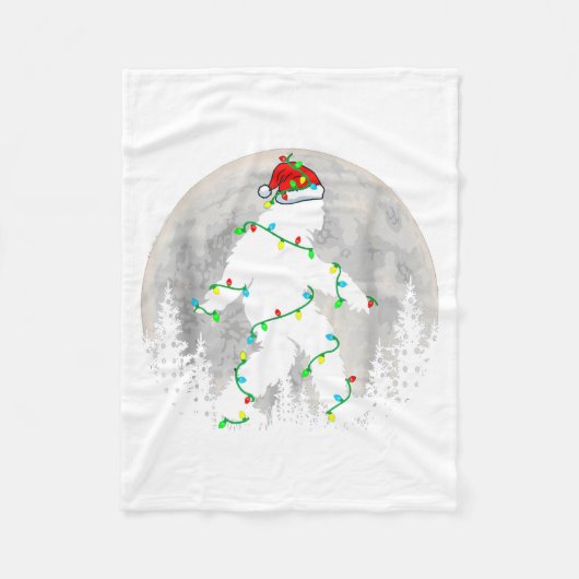 Santa Bigfoot Christmas Tree Xmas Lights Funny Sas Fleece Deken (Voorkant)