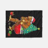 Santa Bigfoot Christmas Tree Xmas Lights Funny Sas Fleece Deken (Voorkant (Horizontaal))