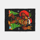 Santa Bigfoot Christmas Tree Xmas Lights Funny Sas Fleece Deken (Voorkant (Horizontaal))