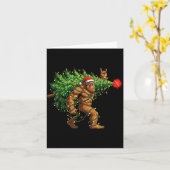 Santa Bigfoot Christmas Tree Xmas Lights Funny Sas Kaart (Gele Bloem)