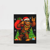Santa Bigfoot Christmas Tree Xmas Lights Funny Sas Kaart (Voorkant)