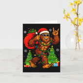 Santa Bigfoot Christmas Tree Xmas Lights Funny Sas Kaart (Gele Bloem)