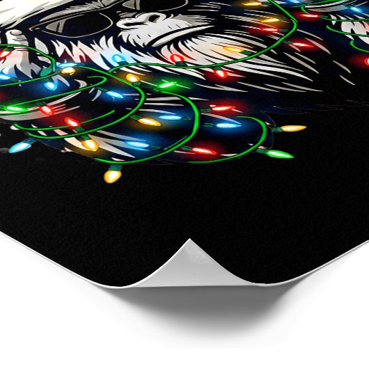 Santa Bigfoot Christmas Tree Xmas Lights Funny Sas Poster (Hoek)