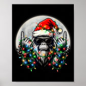Santa Bigfoot Christmas Tree Xmas Lights Funny Sas Poster (Voorkant)