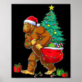 Santa Bigfoot Christmas Tree Xmas Lights Funny Sas Poster (Voorkant)
