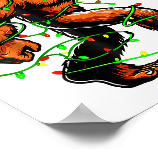 Santa Bigfoot Christmas Tree Xmas Lights Funny Sas Poster (Hoek)