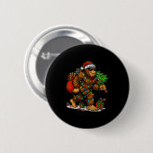 Santa Bigfoot Christmas Tree Xmas Lights Funny Sas Ronde Button 5,7 Cm (Voorkant /achterkant)
