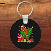 Santa Bigfoot Christmas Tree Xmas Lights Funny Sas Sleutelhanger (Voorkant)