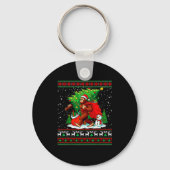 Santa Bigfoot Christmas Tree Xmas Lights Funny Sas Sleutelhanger (Voorkant)