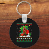 Santa Bigfoot Christmas Tree Xmas Lights Funny Sas Sleutelhanger (Voorkant)