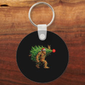 Santa Bigfoot Christmas Tree Xmas Lights Funny Sas Sleutelhanger (Voorkant)