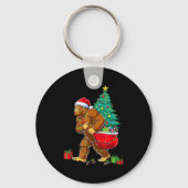 Santa Bigfoot Christmas Tree Xmas Lights Funny Sas Sleutelhanger (Voorkant)