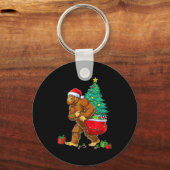 Santa Bigfoot Christmas Tree Xmas Lights Funny Sas Sleutelhanger (Voorkant)