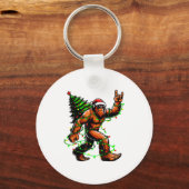Santa Bigfoot Christmas Tree Xmas Lights Funny Sas Sleutelhanger (Voorkant)
